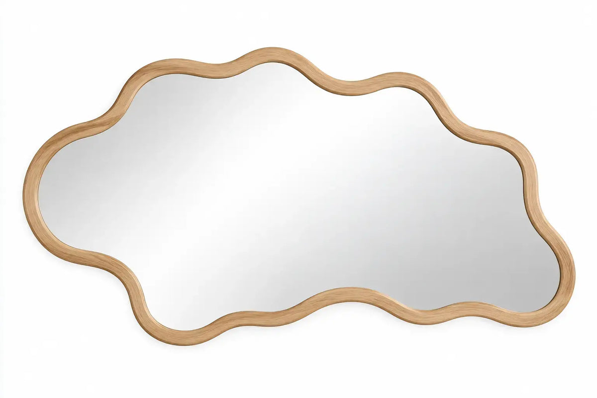 Espelho decorativo de contorno orgânico - Castanho